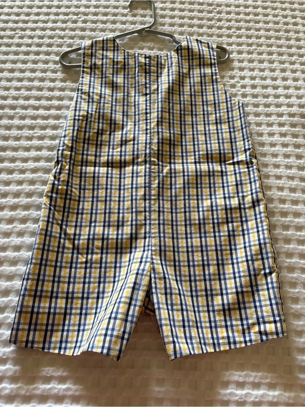 bella bliss Yellow and Blue Plaid Toddlers Romper and Matching Infant Romper